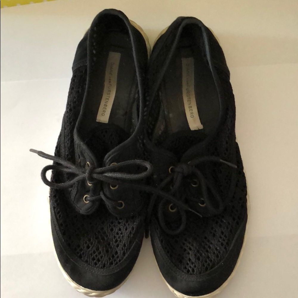 Diane Von Furstenberg knit-style flat lace ups